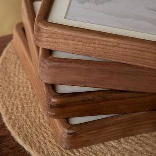 胡桃圆弧圆角实木画框榫卯实木人工精6细磨做成多打种黑尺寸寸7寸