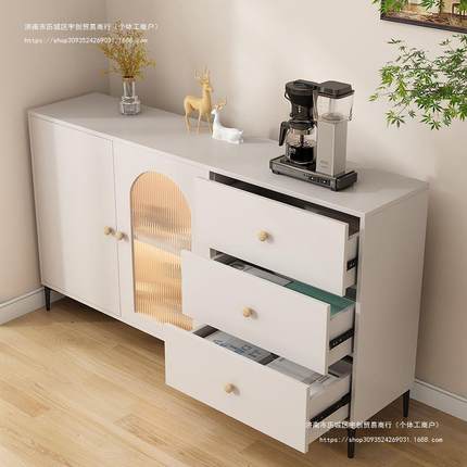 奶风实木餐纳边SEO柜斗柜现靠墙收储物柜轻奢厨房橱柜茶水柜代油