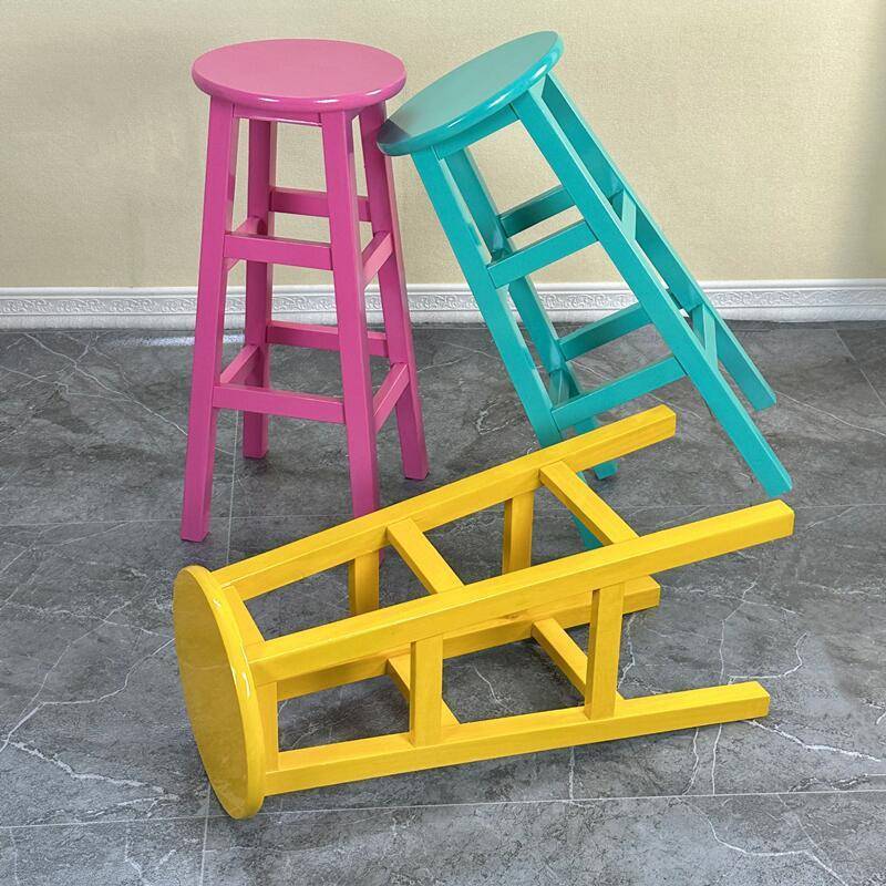 现代简约实吧台凳酒吧椅210木吧台高脚凳高梯凳家用前椅台凳中式