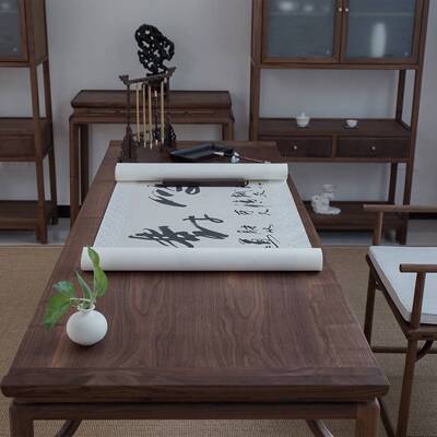 新中式黑胡桃木全实木书房书桌椅家用轻奢型书法桌书案书画桌画案