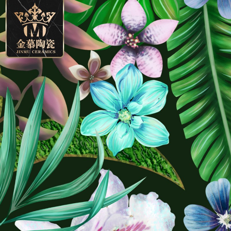 欧式鎏金花草植物 600*1200卫生间浴室客厅餐厅沙发背景墙瓷砖