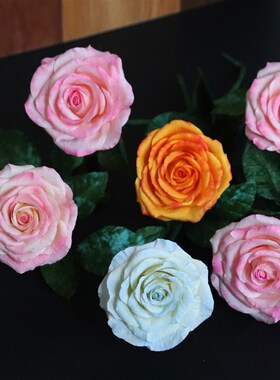 纸藤染色玫瑰花材料包 手s工纸花DIY套装 浮染纸月季学生节日礼物