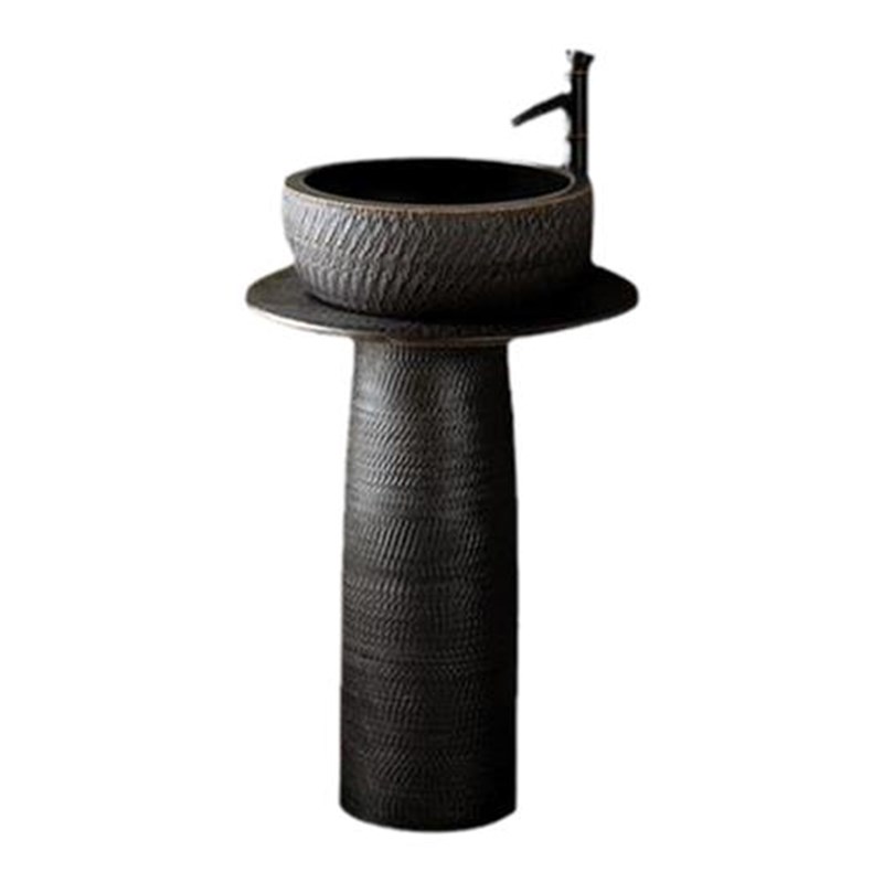 洗手台07u米柱盆小工业风盆庭户外态通一体立柱式洗脸盆F0生家用