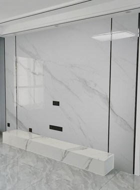 大理石整岩墙纹电视背景墙现代简约连板板定制岩全屋L大板地