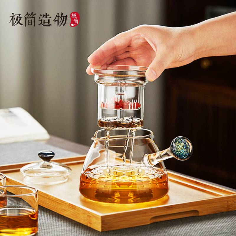 侧把加厚星空耐高温玻璃过滤壶茶水分离电陶炉蒸煮两用泡茶壶家用