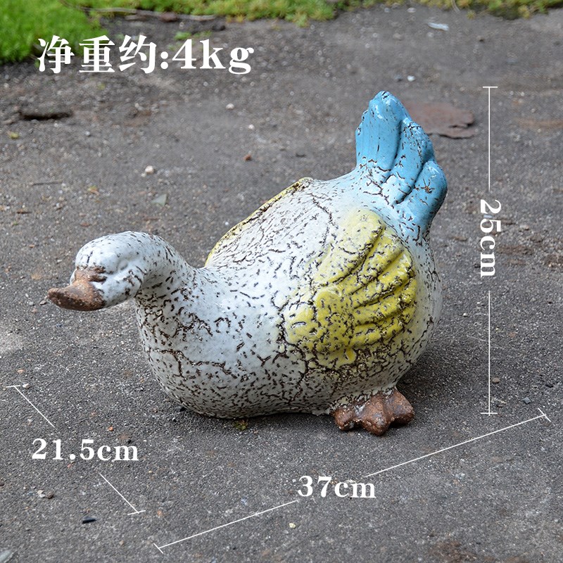 木厝美式乡村户外庭院粗陶鸭子花园布置草坪假山装饰造景动物摆件
