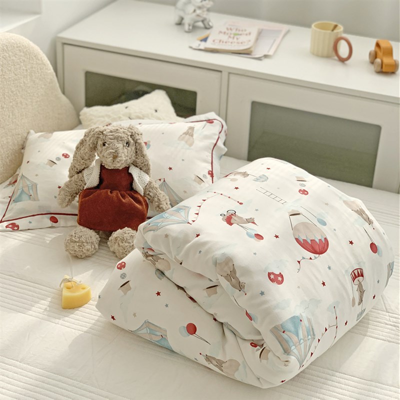 A类卡通可爱竹棉双层纱布被套幼儿园宝宝被罩120*150单人被套1.5M