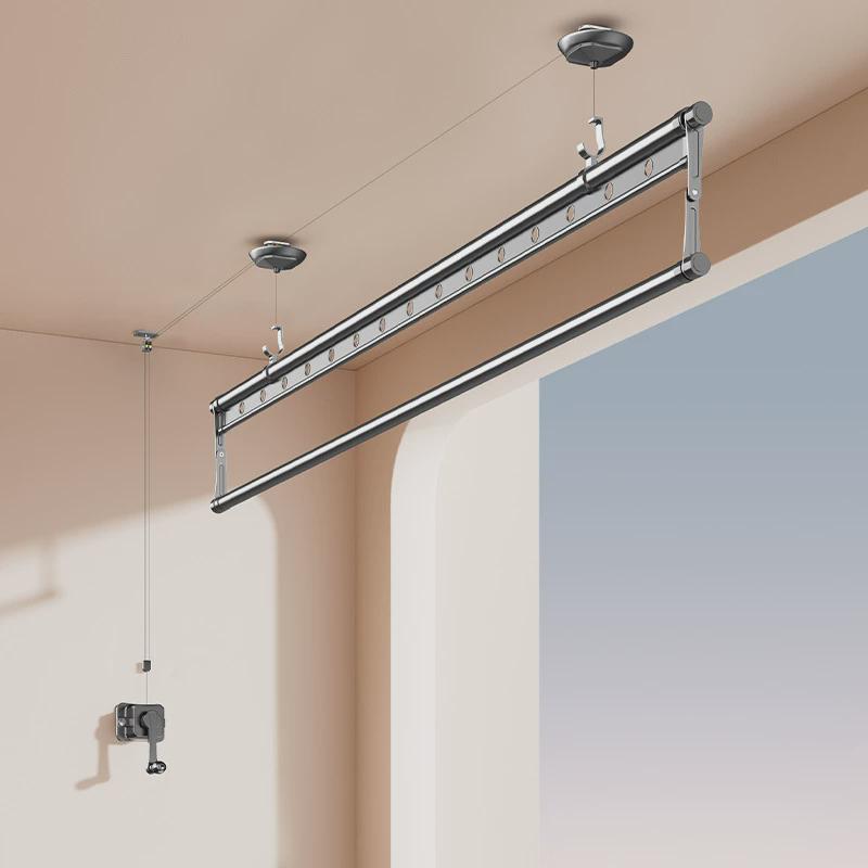 97n单杆手摇晾衣架升降手动晾衣杆小阳台晒衣杆凉衣架晒