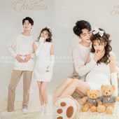 简约情侣毛衣时尚 韩版 夫妻艺术照摄影在家 c孕妇拍照服装 影楼新款