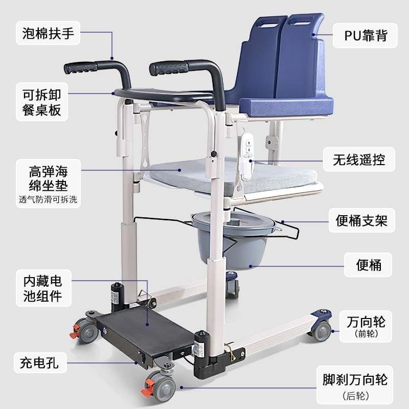 新品残疾人移位椅万向轮电动移位机瘫痪卧床老人护理车扶手洗澡升