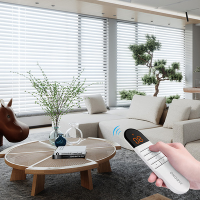 电动铝百叶窗帘铝合金百叶窗遮光升降智能遥控自动办公浴室卷帘子
