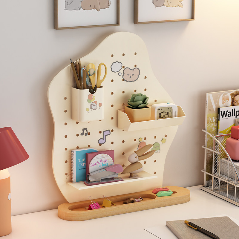 桌面洞洞板置物架宿舍桌上收纳整理免打孔展示架办公桌工位改造