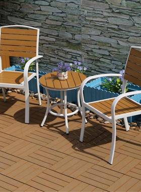 桌尚户外家28118桌具简约时尚铝木椅休闲户外美塑木椅