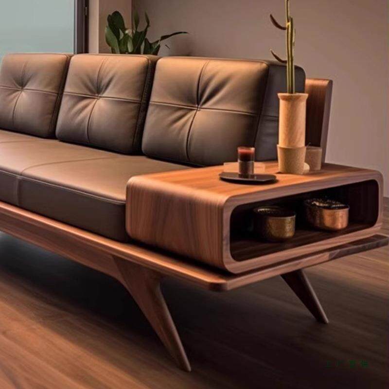 中古风胡客厅沙发新款实木小桃户985木大型直排沙发别墅家具