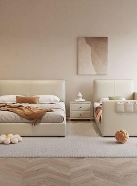 亲米子家皮三四一口奶油风床榻FKW榻二胎三胎子母床拼接床防猫爪