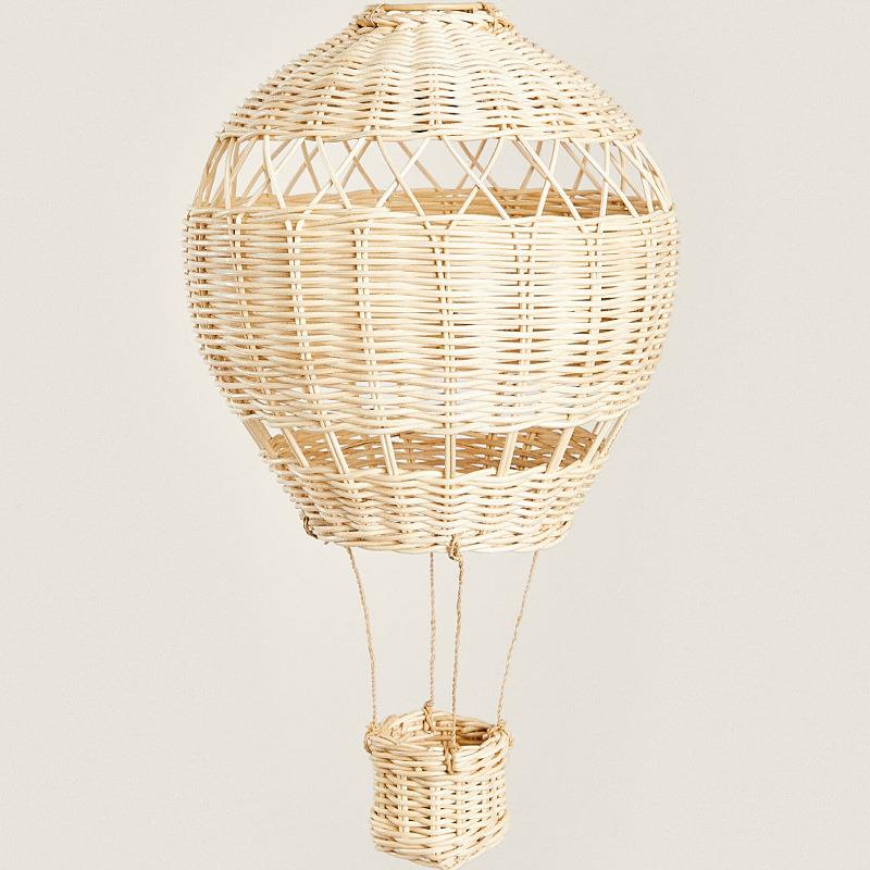 现代藤编织手创意工吧台餐学厅吊灯民艺宿装饰热气球334儿童校教