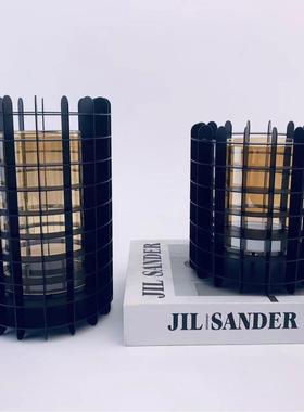 191现代简约几何插艺网格镂空金属花瓶样板术客厅花器软间装饰品