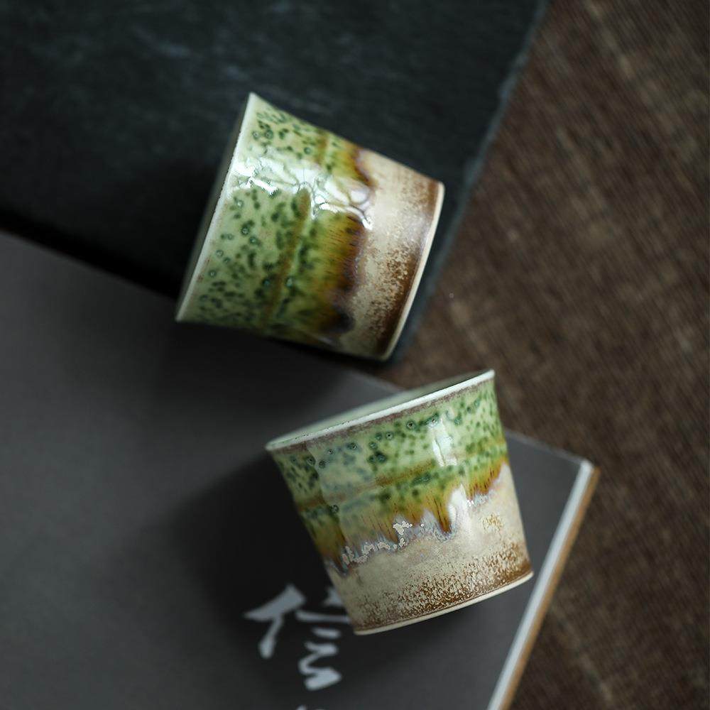 柴BBH烧主人工杯苏打春色满单杯柴窑茶具手园品茗杯复古风绿茶杯