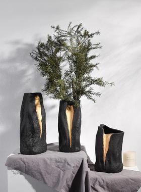 陶居TS301-TS瓷磨花瓶现代简约砂花器客厅样板房家装饰饰品摆干件