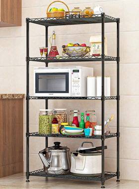 置物架厨房落地式多层微波炉收纳架子锅多功艺F9676SS9能铁烤箱架