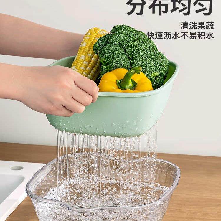 双层洗菜套盆沥篮水件厨房客厅家用洗水果F969HTMH盘简约塑料八淘