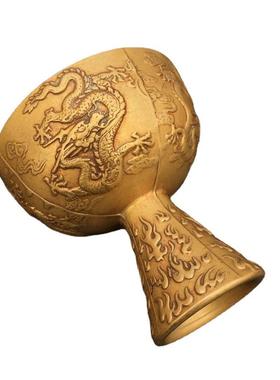 直售玩铜器黄铜藏摆收黄铜古龙酒件杯家居装饰OAS摆件