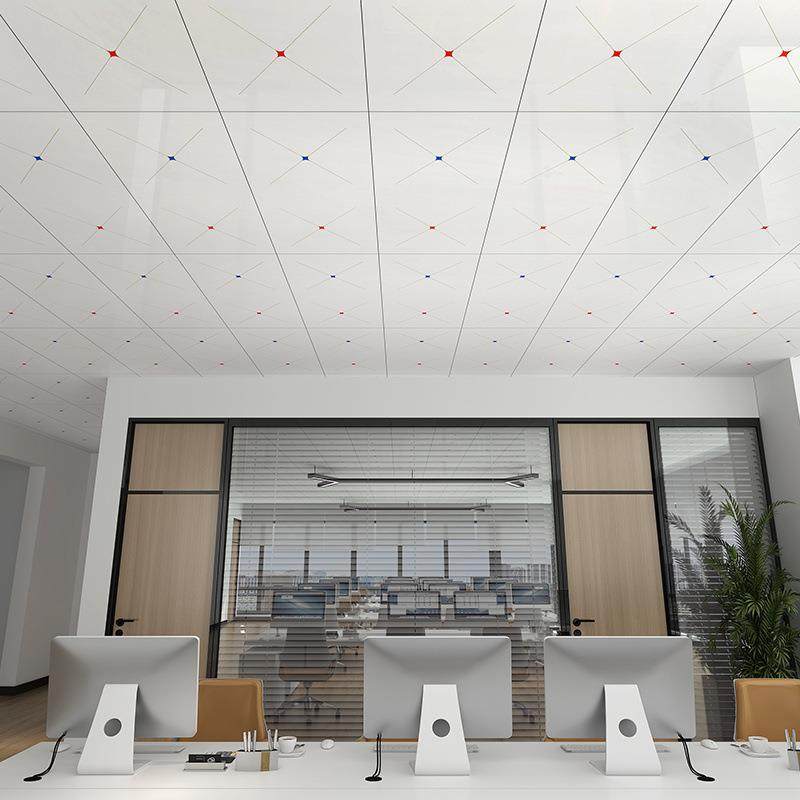 新亮面自粘天花屋pkEok8Q0顶防款水仿砖贴吊顶贴纸瓷装饰板顶部翻