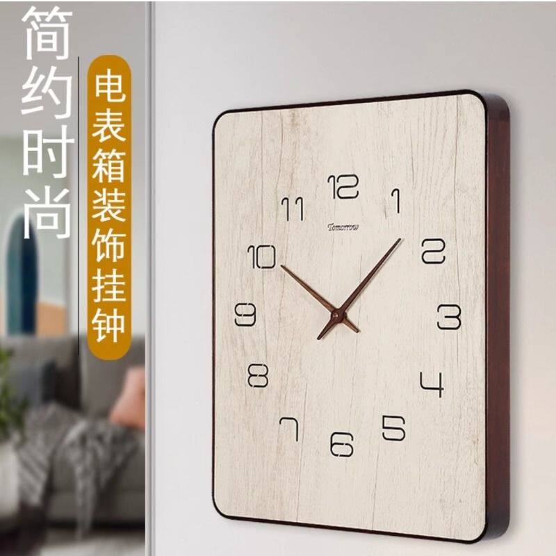 中式实木电表箱挂钟装饰画带钟表挂钟
