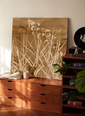 中古高级感B-413海市楼景客蜃厅装饰沙发背餐厅玄画关背景墙落地