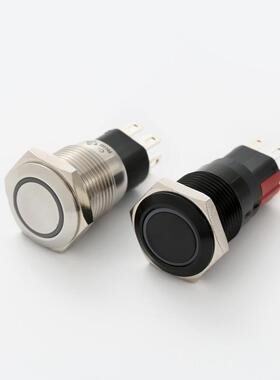 ELEWIND意16mm金属钢色形带灯按钮不锈按钮LCT开关三自锁式稳按钮