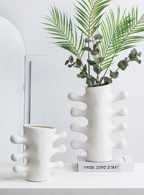 代抽间象艺术白色陶FZBS-120瓷花瓶样板售楼处玄台面关装饰品插现