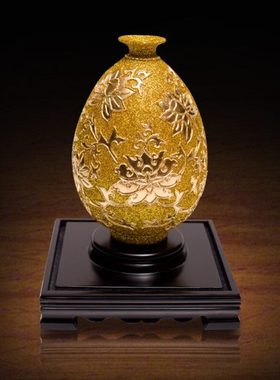 花开富贵花瓶客厅摆件漆线雕工艺品送客户实用礼品开业礼物高档