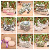 森系田园创意草编藤篇花篮花盆干花插花庭院装 饰花园阳台绿植造景