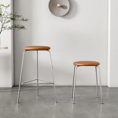 奶油风Fritz Hansen DOT吧台圆凳柜台凳餐椅不锈钢高脚凳家用矮凳
