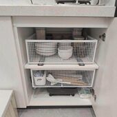 抽屉拉篮铁艺拉篮厨房滑轨拉篮卧室储物收纳框网格篮金属篮子定制