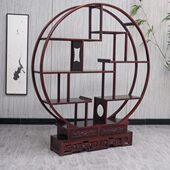 1米5多宝阁实木大圆形中式 博古架双半圆古董摆件架茶叶置物展示架
