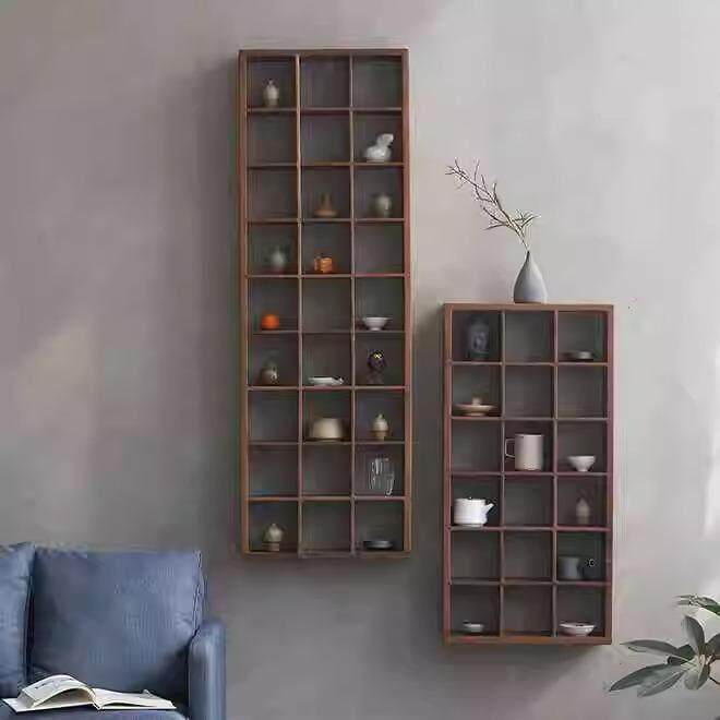 半茶伴木多宝阁北美黑胡桃木多宝阁墙上置物架实木博古架展示架