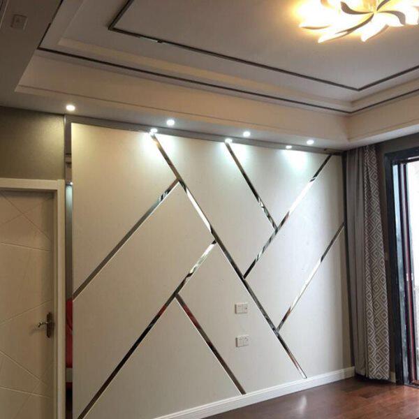 现代简约轻奢风不锈钢镶嵌硬包背景墙电视沙发床头背景墙软包定做