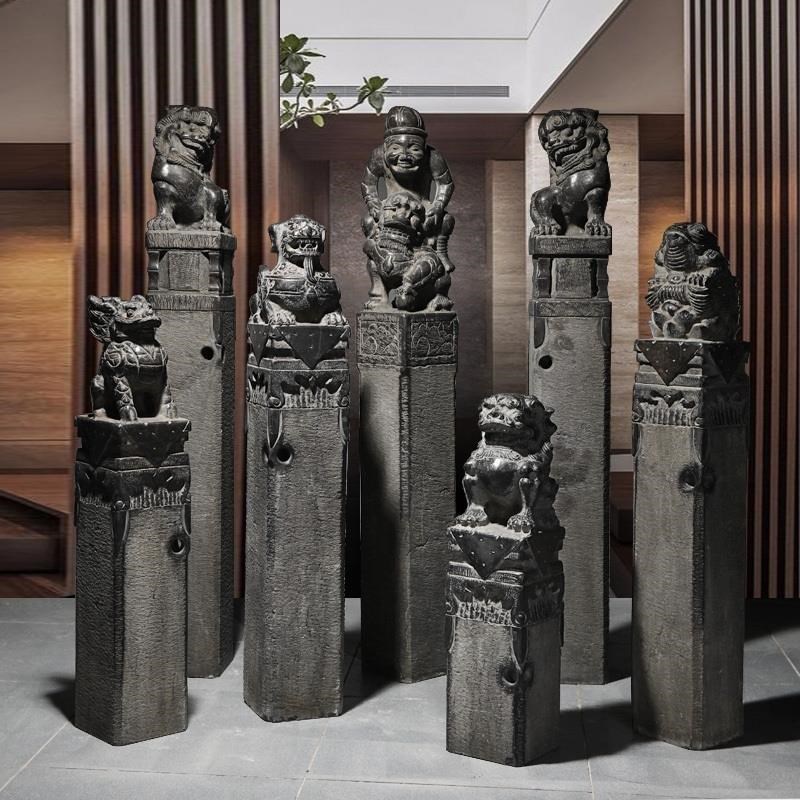 石雕青石仿古做旧石狮子貔貅拴马石庭院室内装饰R摆件栓马柱拴马