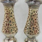 8寸铜花瓶 巴基斯坦铜器 铜瓶花纹随机