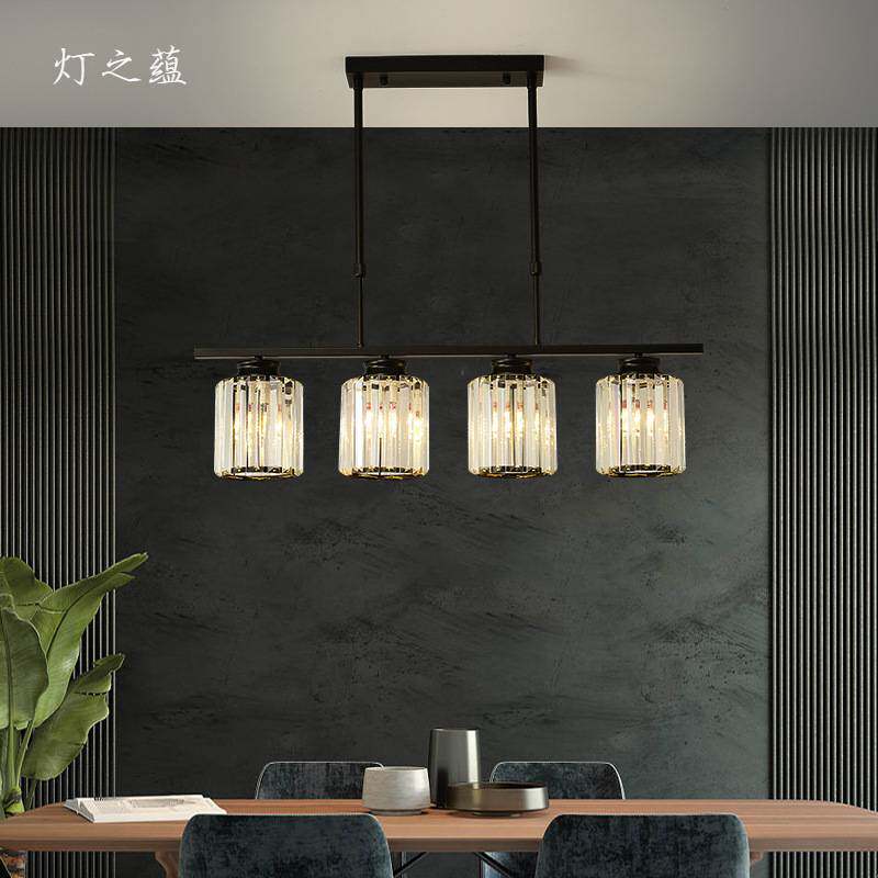 新中式吊灯餐厅茶室灯水晶轻奢灯具长条灯禅意中国风现代简约灯饰