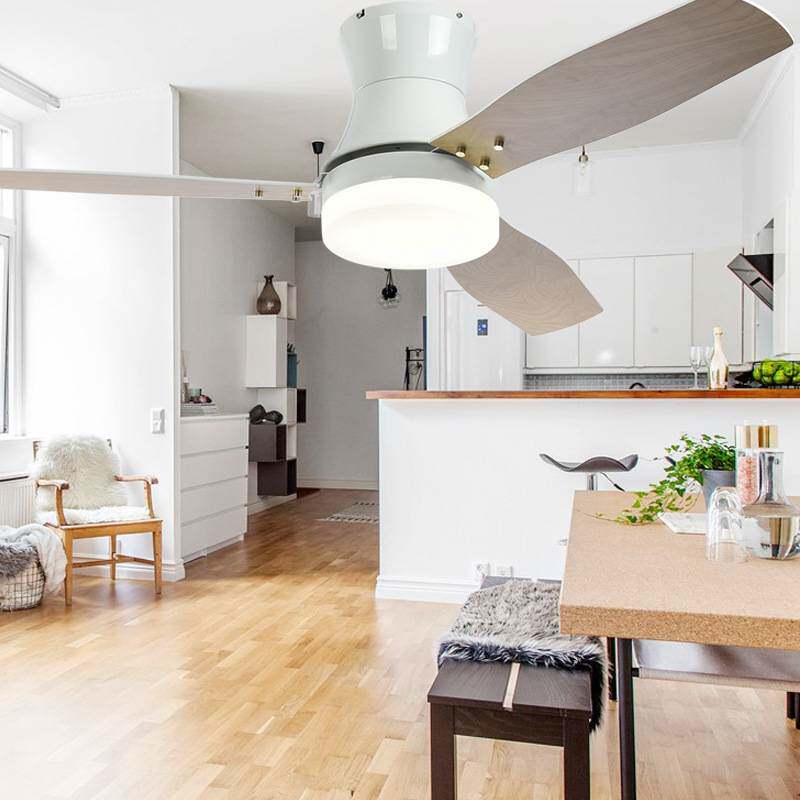 吸顶式吊扇灯美式工业复古木叶风扇灯 客厅餐厅简约现代带LED吊扇