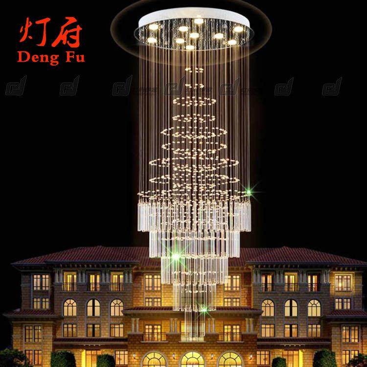 吊线水晶灯别墅楼梯间圆形现代酒店客厅大堂工程简约轻奢吸顶灯具