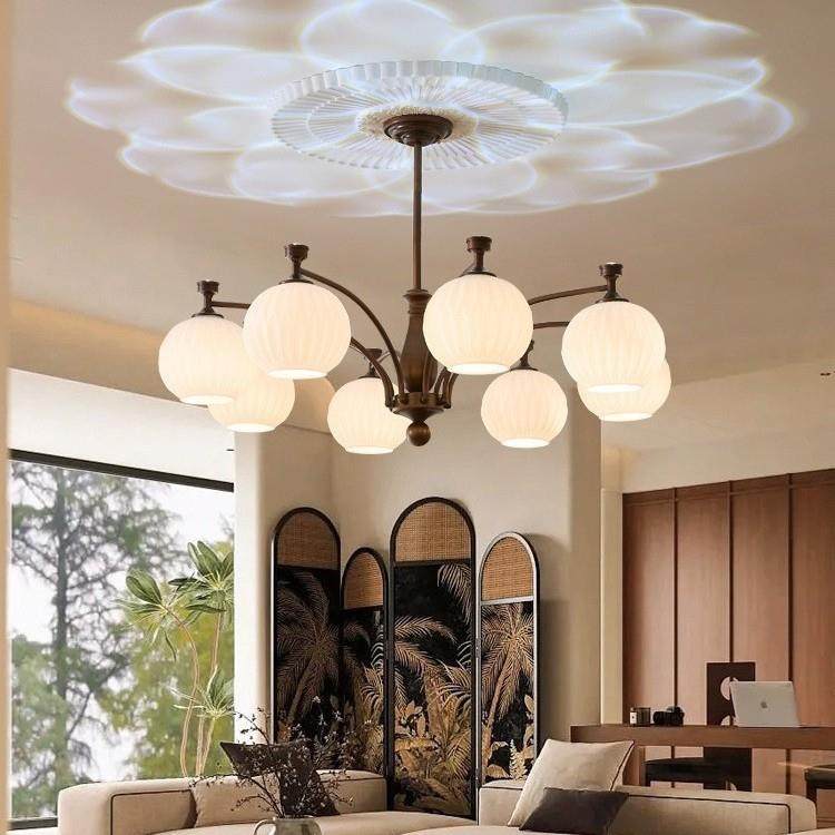 客厅吊灯中古南洋风卧室吊灯玻璃灯具设计师法式美式复古大厅主灯