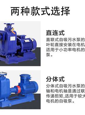ZW自吸排污泵BZ自吸式离心泵分体直连式管道无堵塞ZX自吸式污水泵