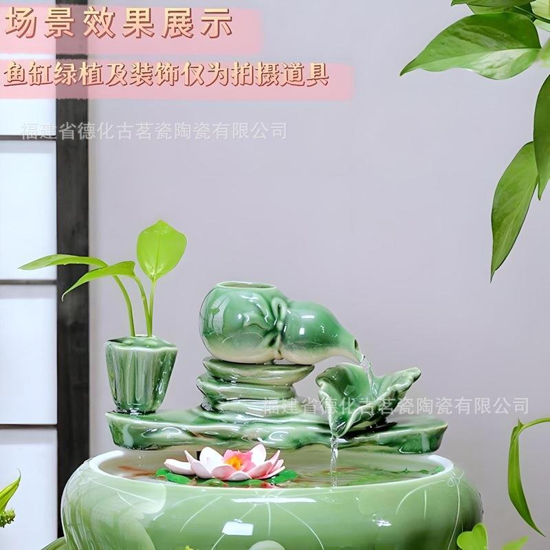 陶瓷客摆件循环水景假山花园QTF流水造景厅家用小型鱼缸过滤装饰