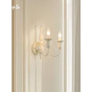 法式水晶卧室床头壁灯美式复古客厅墙壁走廊过道玄关轻奢奶油风灯