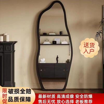 中古全*身家落用地镜网红CSZ穿衣镜异形壁挂镜子复古衣卧室试镜