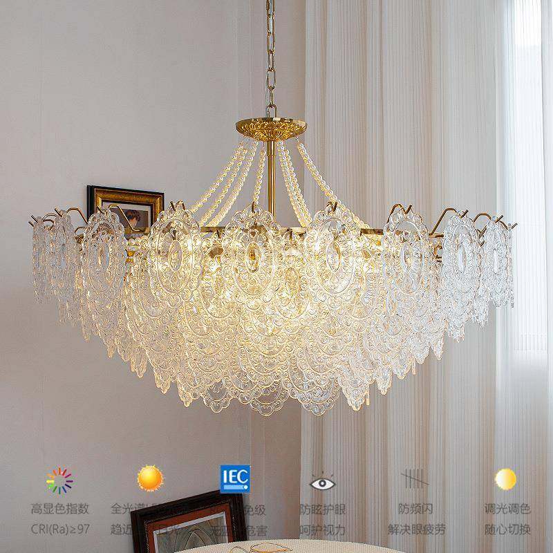 后现代简约法式温馨水晶灯欧式大客厅设计师款卧室餐厅玻璃主吊灯