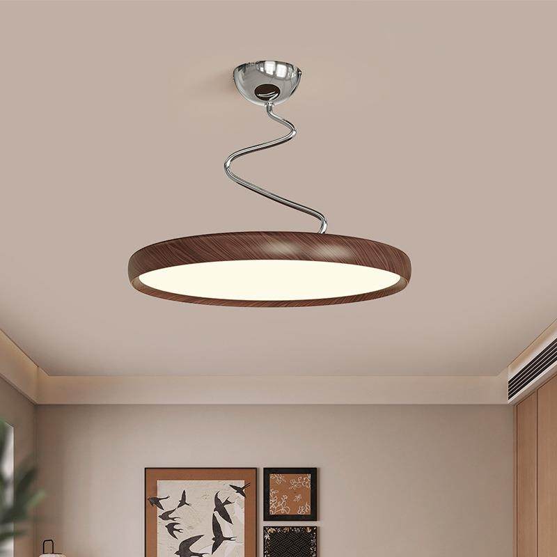 中古风简约美式复古胡桃木色吊灯意式飞碟茶室餐桌吧台摇臂移位灯,家装灯饰光源,智能吊灯,淘宝优惠券,粉丝福利购,淘宝优惠卷